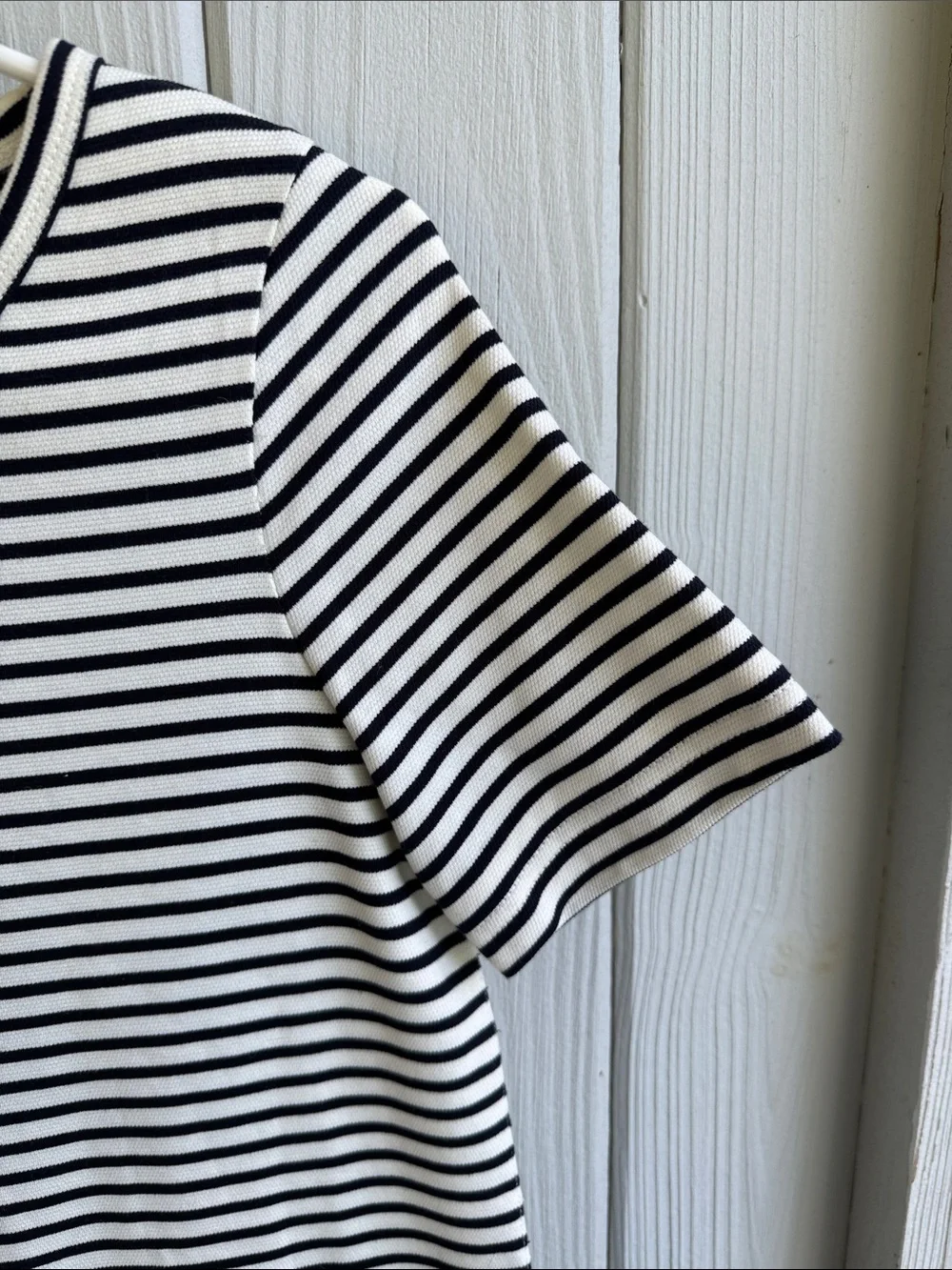 Madewell Black and White Striped Short Sleeve Dress